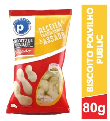 Oferta de Biscoito Povilho Public 80g por R$3,99 em Public Supermercados