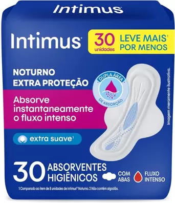 Oferta de Absorvente Noturno Intimus Suave com Abas com 30 por R$22,99 em Public Supermercados