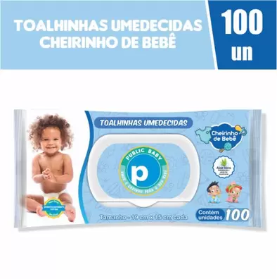 Oferta de Toalhinha Umedecida Public Baby Cheirinho de Bebê com 100 Unidades por R$9,99 em Public Supermercados