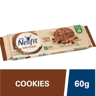 Oferta de NESFIT COOKIE INTEGRAL - CACAU E AVELÃ 60 GR por R$2,99 em RECIBOM