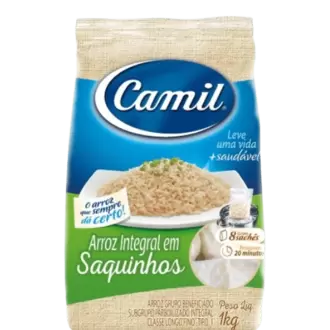 Oferta de ARROZ CAMIL INTEGRAL SAQUINHOS 1KG por R$9,99 em RECIBOM