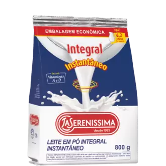 Oferta de LEITE EM PO LA SERENISSIMA INTEGRAL INSTANTANEO 800G por R$34,9 em RECIBOM