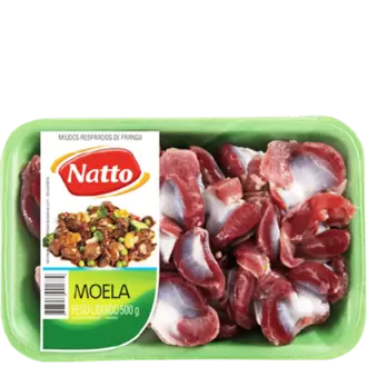 Oferta de MOELA DE FRANGO NATTO RESFRIADO BANDEJA 500G por R$6,19 em RECIBOM