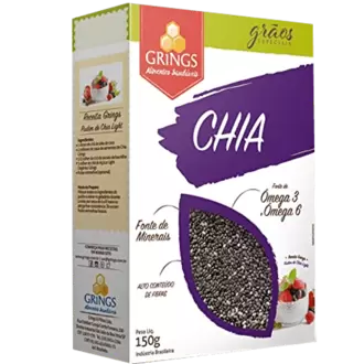 Oferta de CHIA GRINGS 150G por R$20,89 em RECIBOM