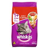 Oferta de Ração Para Gatos Adultos Whiskas 1+ Carne Pacote 500g por R$22,99 em Rede Compras