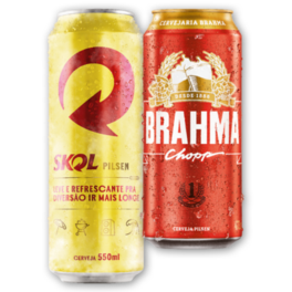 Oferta de Cerveja Skol Pilsen Latão 550ml ou Cerveja Brahma Pilsen Latão • 473ml por R$3,99 em Rede Supermarket