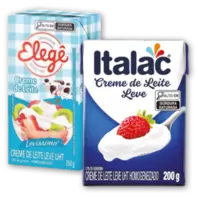 Oferta de Creme de Leite Elegê ou Italac 200g por R$1,99 em Rede Supermarket