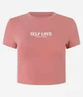 Oferta de Blusa Baby Tee em Algodão com Estampa Self Love por R$49,9 em Renner