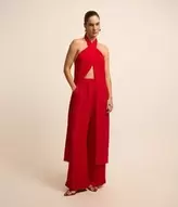 Oferta de Calça Wide Leg Cintura Alta em Chiffon com Textura Jacquard por R$179,9 em Renner