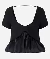 Oferta de Blusa Balonê em Bengaline com Mix de Tecidos por R$139,9 em Renner