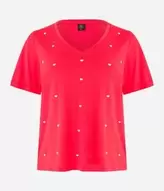 Oferta de Blusa em Viscose com Decote V e Corações Metalizados por R$69,9 em Renner