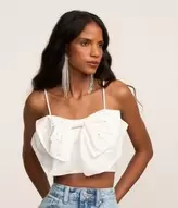 Oferta de Blusa Cropped em Algodão com Laço e Brilhos Aplicados por R$89,9 em Renner