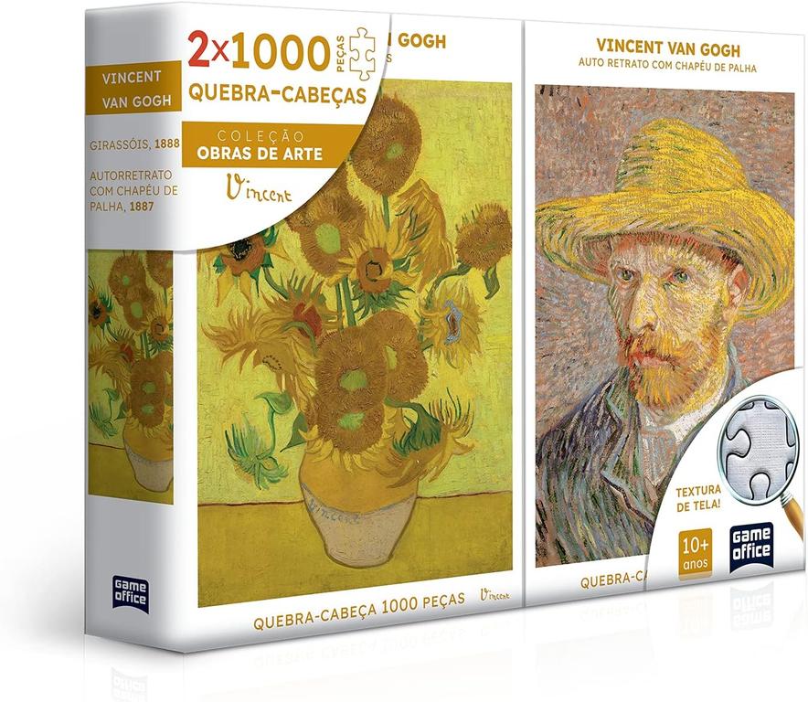 Oferta de Quebra-Cabeça Vincent Van Gogh - Combo 1000 Peças - Retrato e Girassóis - Toyster por R$119,99 em Ri Happy