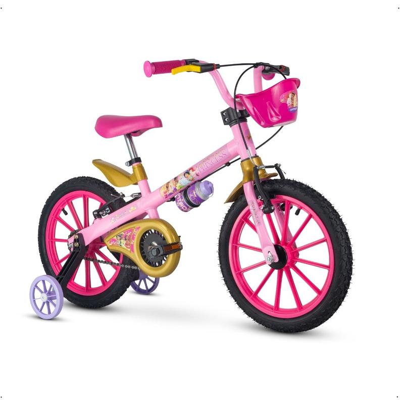 Oferta de Bicicleta Infantil Princesas Disney Com Rodinhas E Garrafinha Aro 16 Nathor Até 30kg por R$699,9 em Ri Happy