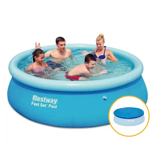 Oferta de Piscina Inflável 2.300 Litros + Capa - Bestway por R$379,99 em Ri Happy