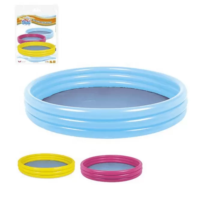 Oferta de Piscina Inflável 3 Anéis de Plástico Azul 118 Litros por R$59,9 em Ri Happy