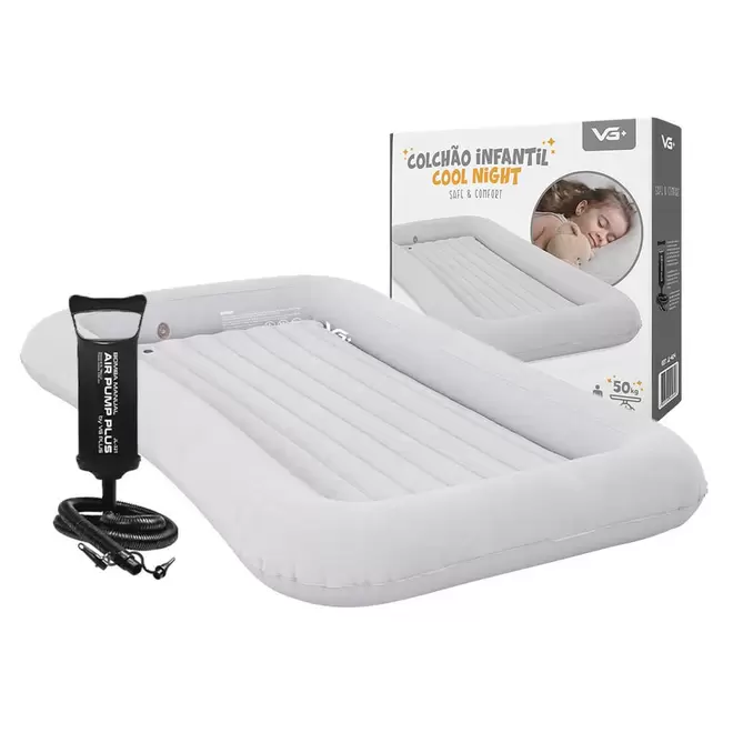 Oferta de Colchão Inflável Cama Infantil Cool Night Aveludado com Bomba Manual VG Plus por R$199,99 em Ri Happy