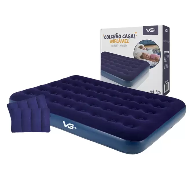 Oferta de Colchão Casal Inflável + 2 Travesseiros Vg Plus por R$209,99 em Ri Happy