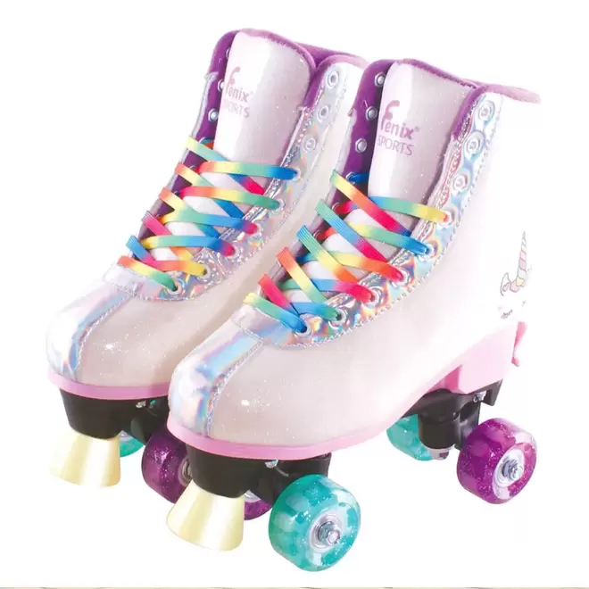 Oferta de Patins 4 Rodas com Luzes Branco Tamanho 31 ao 34 Ajustável Fenix por R$459,99 em Ri Happy