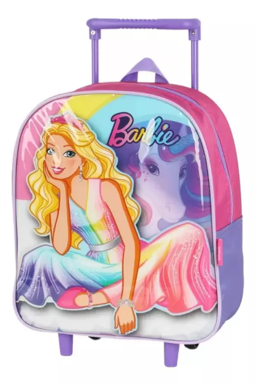 Oferta de Mochila Barbie Escolar Infantil Pink Com Rodinhas Luxcel por R$137,1 em Ri Happy