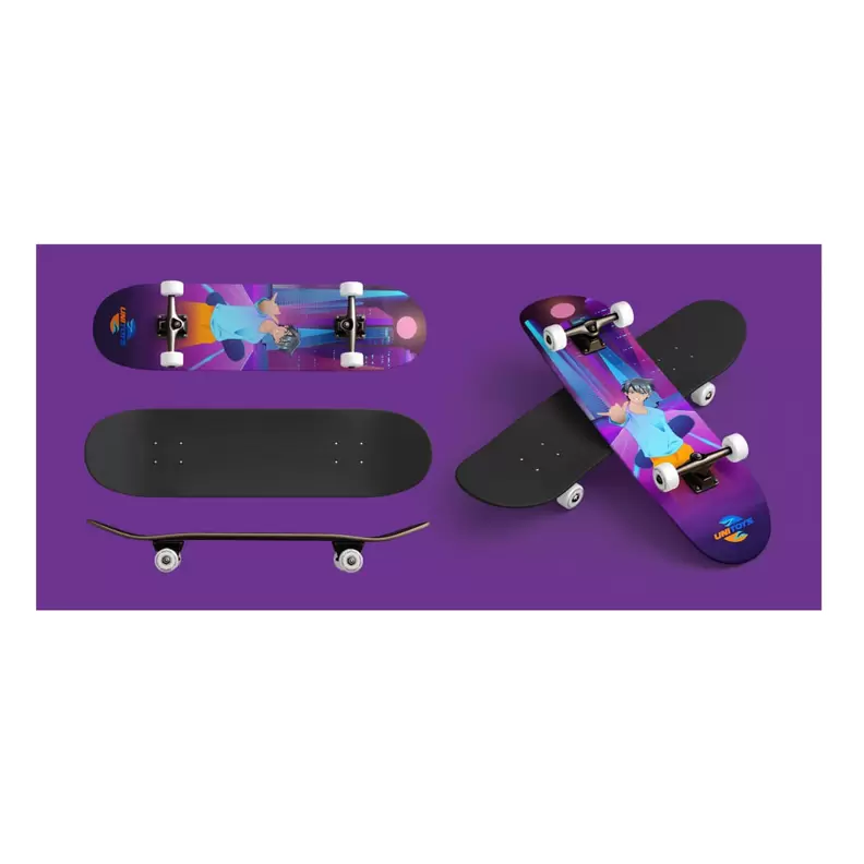 Oferta de Skate Semi Profissional Montado 7 Laminas Abec 5 Ate 70 Kg Unitoys por R$269,9 em Ri Happy