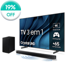 Oferta de Combo Smart TV 75 polegadas Crystal UHD 4K 75CU8000 + Soundbar HW-Q600C por R$6459,05 em Samsung