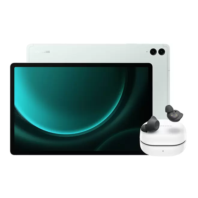 Oferta de Tab S9 FE+ Wi-Fi (128GB)  - Verde Claro + Galaxy Buds FE - Grafite por R$3419,05 em Samsung