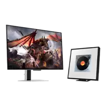 Oferta de Combo Monitor Gamer Odyssey OLED G8 32" + Music Frame Samsung LS60D por R$9499,05 em Samsung