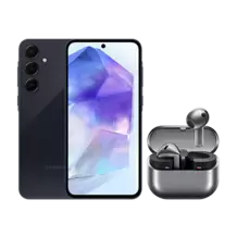 Oferta de Combo A55 5G (256GB) - Azul Escuro + Galaxy Buds3 - Cinza por R$5698,1 em Samsung