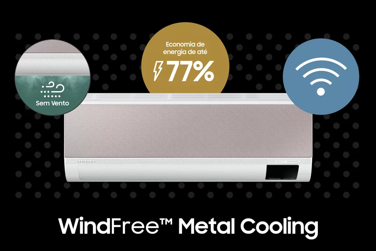 Oferta de Ar Condicionado Split Inverter WiFi WindFree Metal Cooling 9.000 BTUs Quente e Frio Branco por R$3898,19 em Samsung