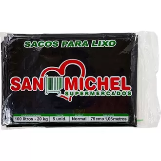 Oferta de Saco para Lixo San Michel Preto 100L 5 Unidades por R$5,19 em San Michel Supermercados