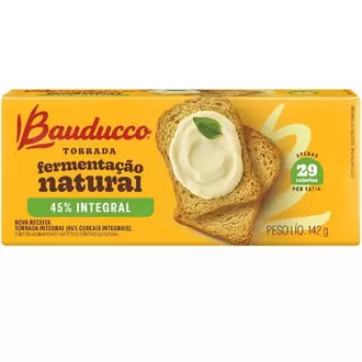 Oferta de Torrada Integral Bauducco 142g por R$3,79 em Santa Cruz Supermercados