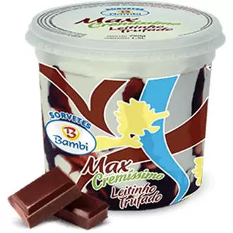 Oferta de Sorvete de Massa Bambi Max Cremissimo Leitinho Trufado Embalagem 1,5L por R$22,98 em Santa Cruz Supermercados