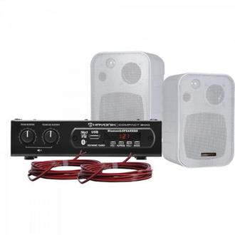 Oferta de Kit Som Ambiente Hayonik Ambience 2000 200W Bluetooth USB SD e Rádio FM Branco - Bivolt por R$599,31 em Schumann