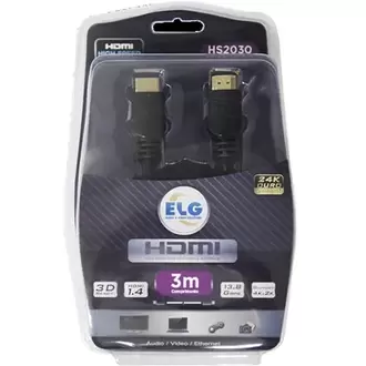 Oferta de Cabo HDMI ELG 3 Metros 1.4 c/Ethernet - HS2030 por R$14,36 em Schumann