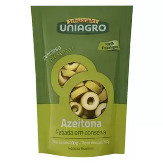 Oferta de Azeitona Verde Uniagro Fatiada Sachê 100G por R$4,98 em Super Apolo