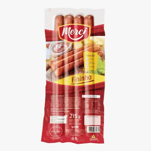 Oferta de LINGUICA FINA MERCI DEFUM.215G por R$6,49 em Super Lagoa