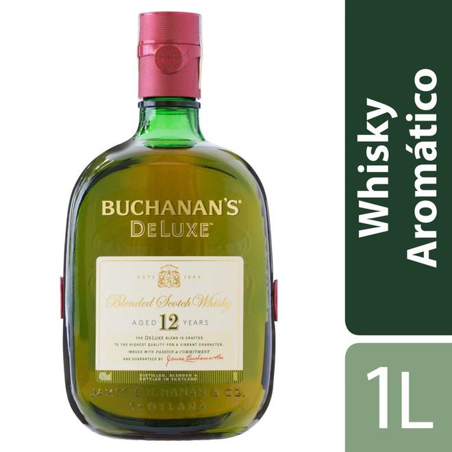 Oferta de Whisky Escocês Blended 12 Anos Buchanan's Deluxe Garrafa 1l por R$177,9 em Super Nosso