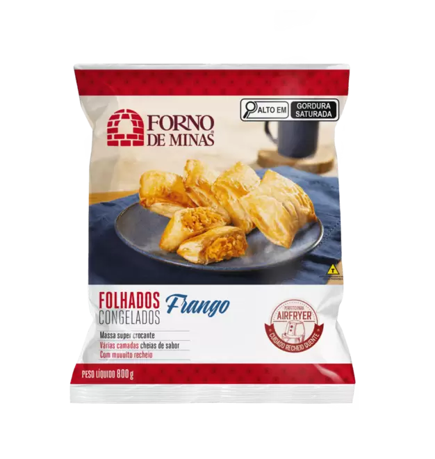 Oferta de Folhado Congelado Recheio Frango Forno de Minas Pacote 800g por R$16,99 em Super Nosso