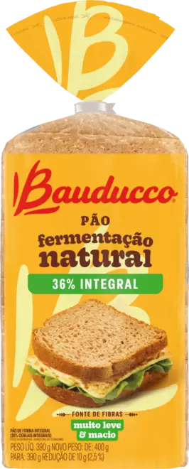 Oferta de Pão de Forma 36% Integral Fermentação Natural Bauducco Pacote 390g por R$7,99 em Super Nosso