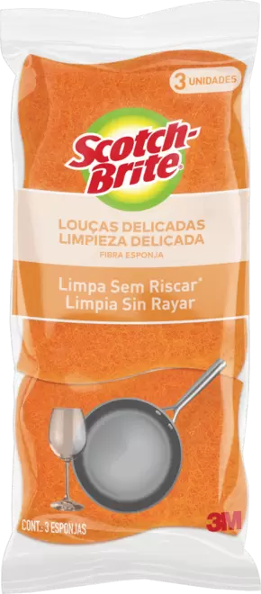 Oferta de Esponja Laranja Não Risca Louças Delicadas Scotch-Brite Antibac 3 Unidades por R$9,29 em Super Nosso