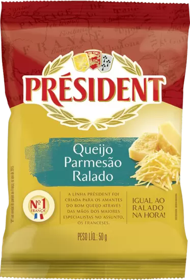 Oferta de Queijo Parmesão Ralado Président Pacote 50g por R$3,99 em Super Nosso