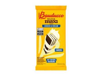 Oferta de Biscoito Wafer Recheio Choco & Cream Maxi Bauducco 104g por R$3,29 em Supermercado Bergamini
