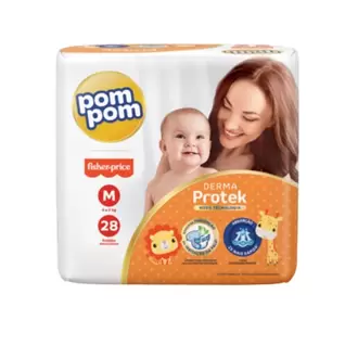 Oferta de Fralda Descartável Infantil Derma Protek Tamanho M Pom Pom 28Un por R$22,98 em Supermercado Bergamini