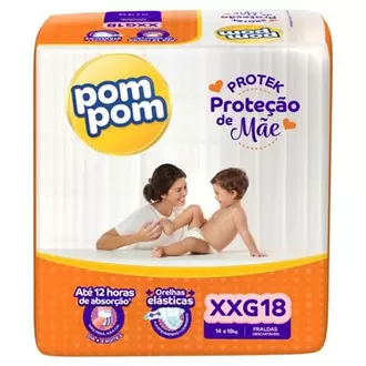 Oferta de Fralda Derma Protek Jumbo Tamanho Xxg Pom Pom 18Un por R$22,98 em Supermercado Bergamini