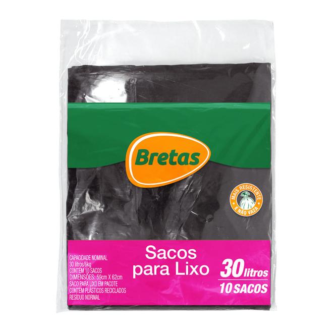 Oferta de Saco p/ Lixo Bretas Almof Preto 30 Litros c/ 10 Unid por R$4,39 em Supermercado Bretas