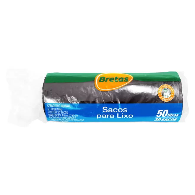 Oferta de Saco p/ Lixo Bretas Rol Preto 50 Litros c/ 30 Unid por R$14,49 em Supermercado Bretas