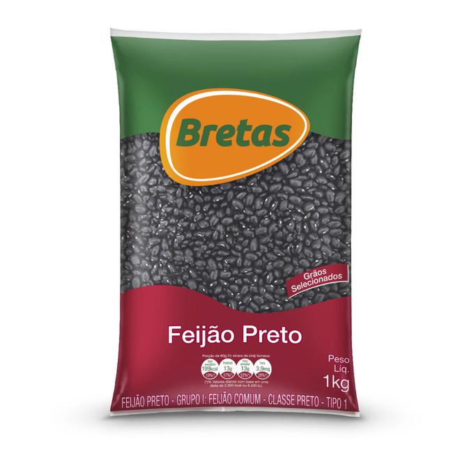 Oferta de Feijão Preto Bretas 1Kg por R$7,99 em Supermercado Bretas