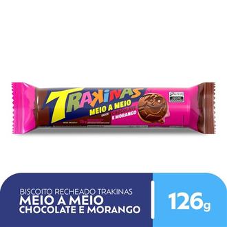 Oferta de Biscoito Recheado Chocolate e Morango Trakinas 126G por R$2,45 em Supermercado Precito