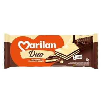 Oferta de Biscoito Wafer Recheado Marilan Duo Chocolate com Chocolate Branco 80G por R$2,12 em Supermercado Precito